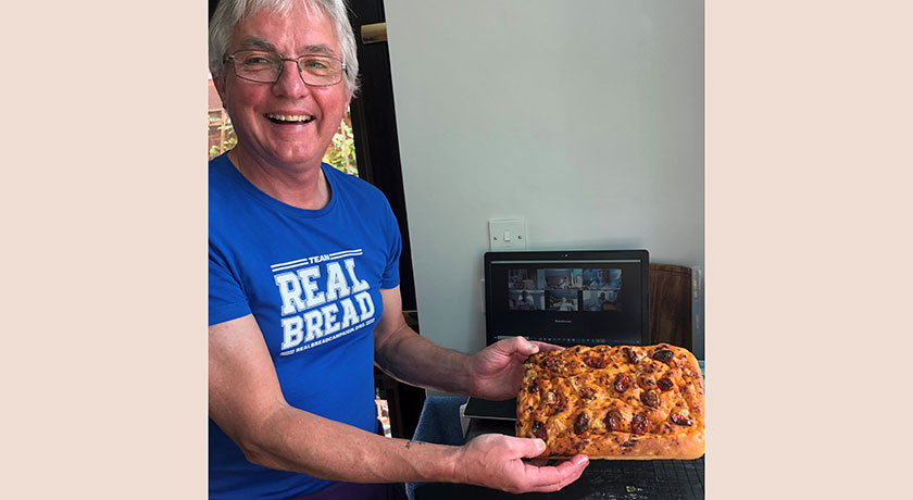 Roy with bread news banner