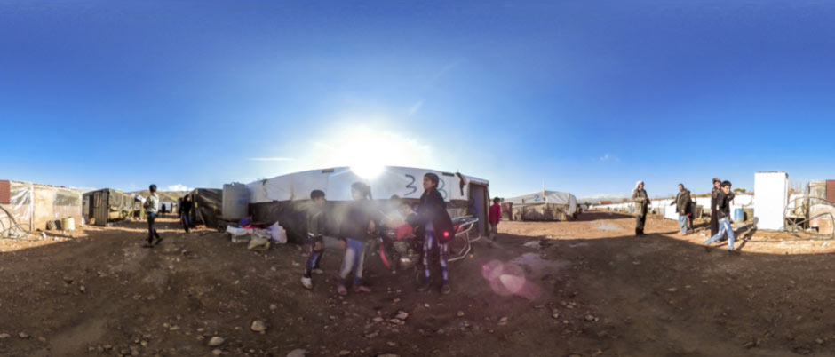 Makeshift tented shelter in Lebanon's Bekaa Valley